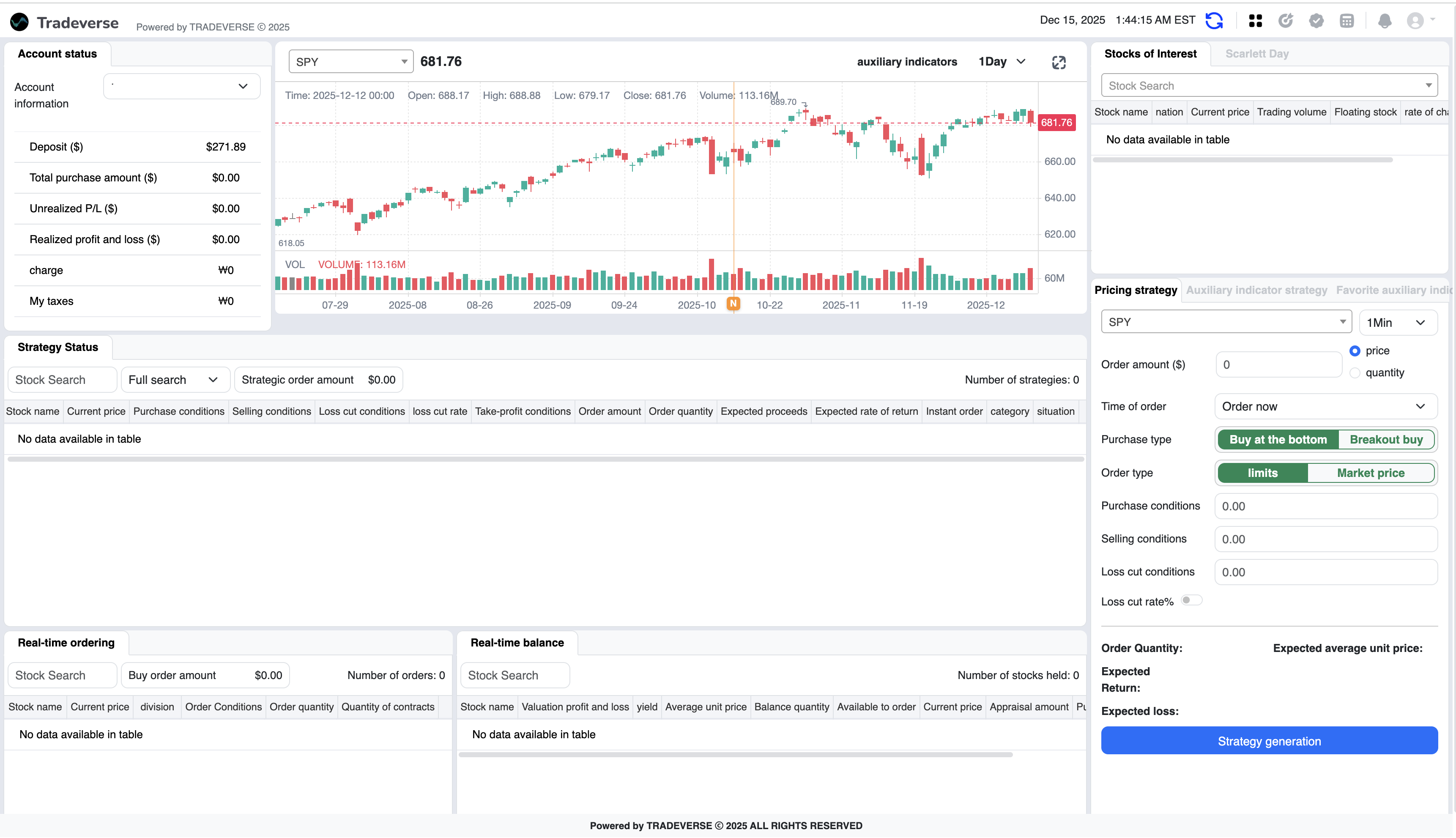 Tradeverse System Interface